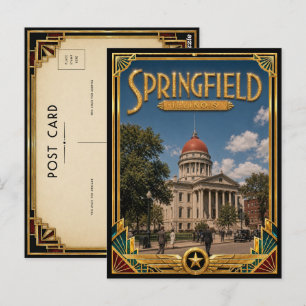 Springfield Illinois Vintage Art Deco Gouden Tijdp Briefkaart