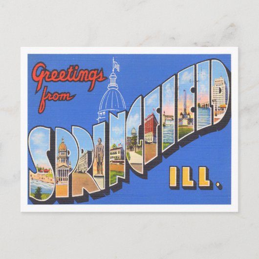 Springfield, Illinois Vintage Big Letters Carte po (Devant)
