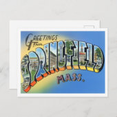 Springfield, Massachusetts  Big Letters Briefkaart (Voorkant / Achterkant)