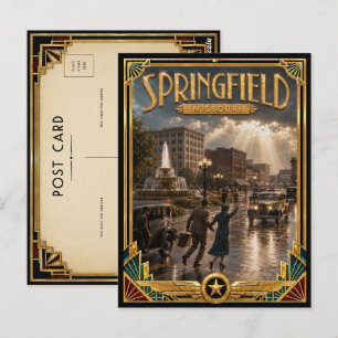Springfield Missouri Vintage Art Deco Gouden Tijdp Briefkaart