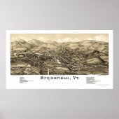 Springfield, VT Panoramiek Map - 1886 Poster (Voorkant)