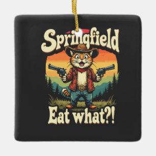 Springflied Eet Wat Trump Verkiezing Kat Cowboy Keramisch Ornament
