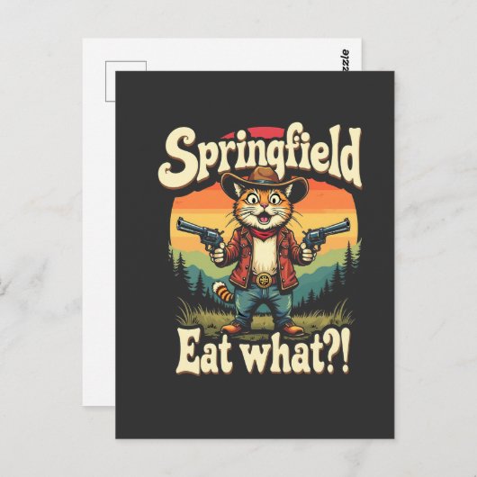 Springfly eet wat Trump verkiezing kat cowboy Briefkaart (Voorkant / Achterkant)