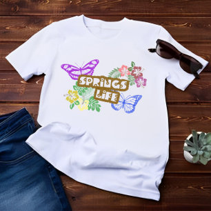 Springs Levensseizoen Kleur Bloemen & Vlinder T-shirt