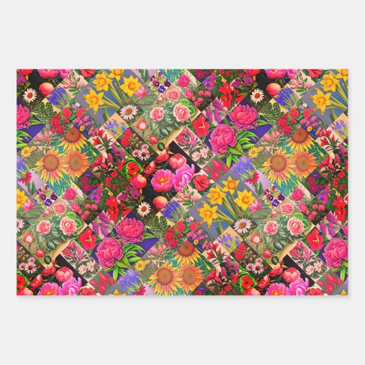 Springs-sets Floral, Mah Jongg en Melange Inpakpapier Vel (Voorkant)