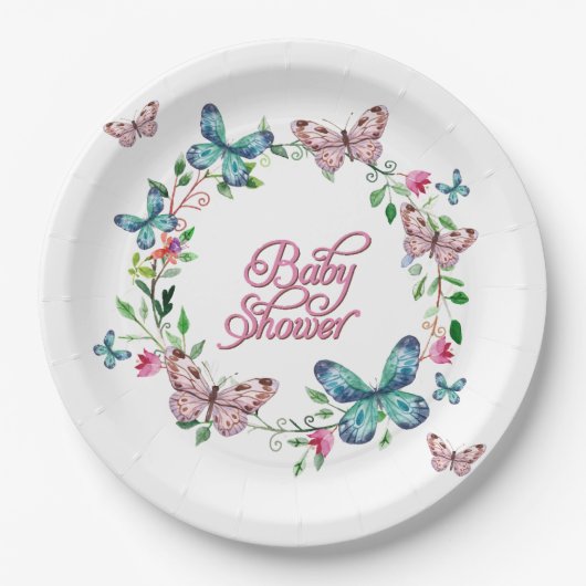 SPRINGSTROOMBUTTERFLY WREATH BABY SHOWER PAPIEREN BORDJE (Voorkant)
