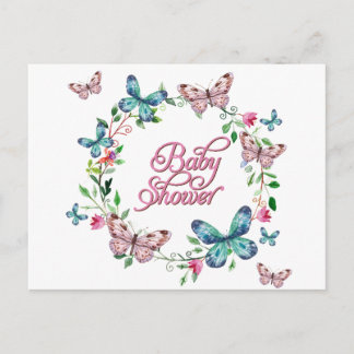 SPRINGSTROOMBUTTERFLY WREATH BABY SHOWER UITNODIGING BRIEFKAART