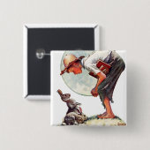 Springtime, 1935 jongen met bunny vierkante button 5,1 cm (Voorkant /achterkant)