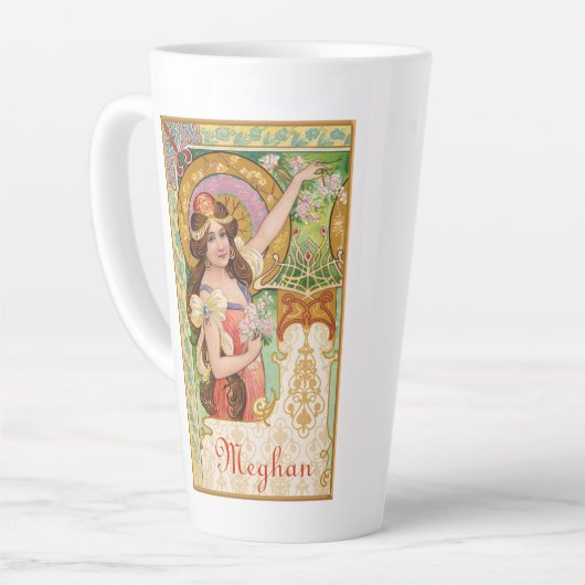 Springtime Art Nouveau Large Latte Mok (Linkerhoek)