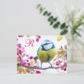 Springtime Bird Monogram Briefkaart (Staand voorkant)