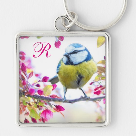 Springtime Bird Monogram Sleutelhanger (Voorkant)