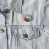 Springtime Birdhouse Pin Button (In situ)