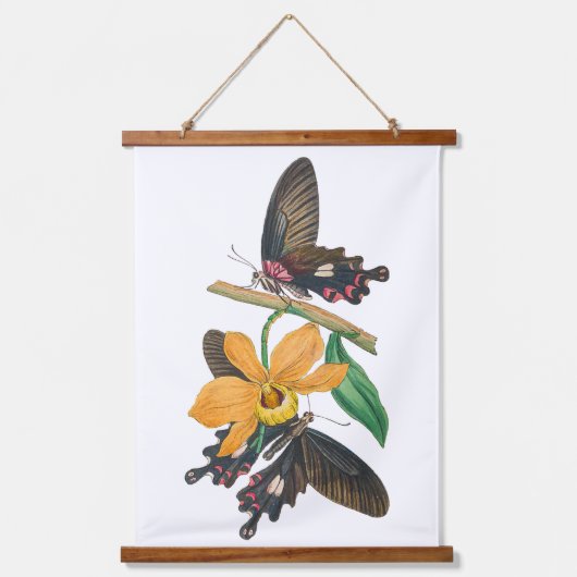 Springtime Bloemen en Vlinders Hangend Wandkleed (Voorkant)
