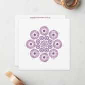 Springtime Bloemen Note Kaart in Magenta en Paarse Notitiekaartje (Voorkant / Achterkant in situ)