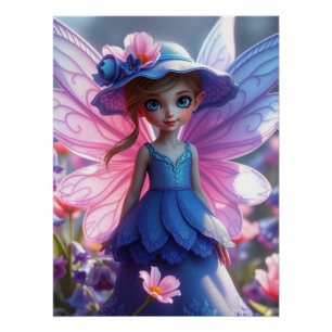 Springtime Bluebell Fairy Art Perfect Poster