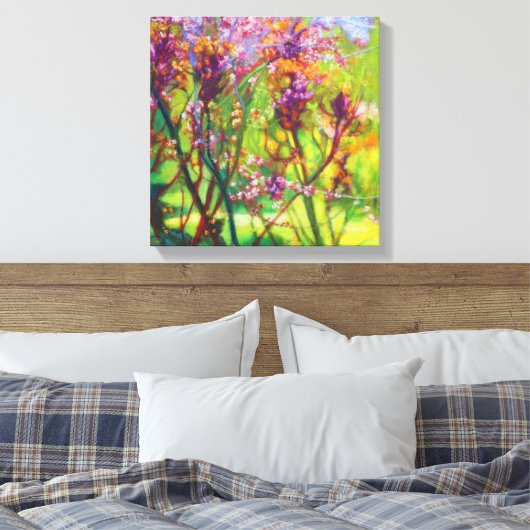 Springtime-bomen, impressionistisch boslandschap canvas afdruk (Insitu (Slaapkamer))
