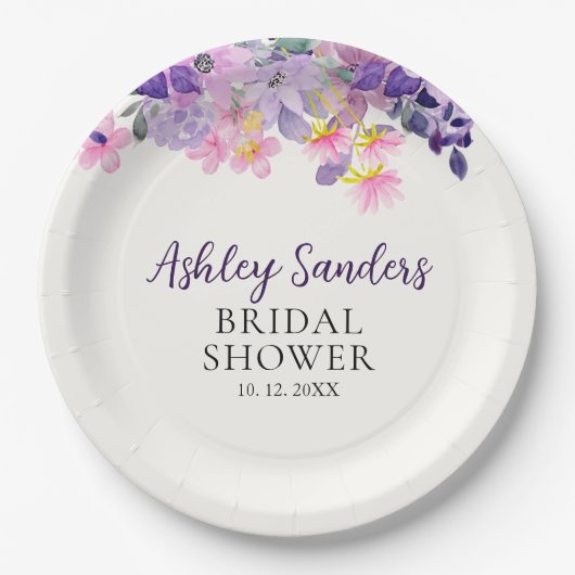 Springtime Bridal Shower with Violet Blooms Papieren Bordje (Voorkant)
