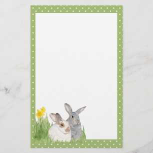 Springtime-Bunnies in Flowers Briefpapier