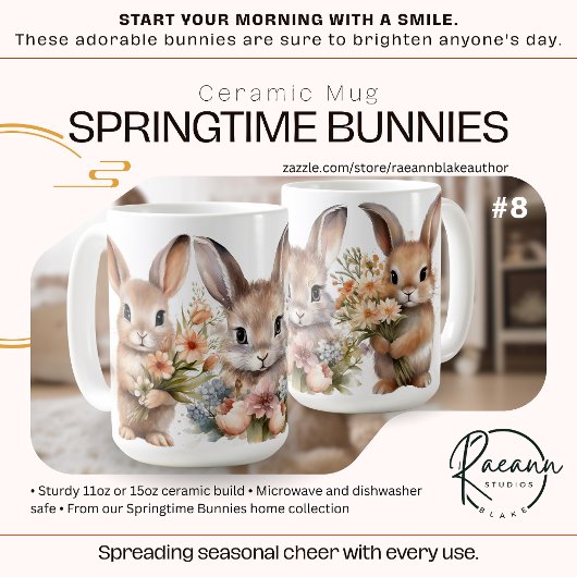 'Springtime Bunnies' Keramische Mok
