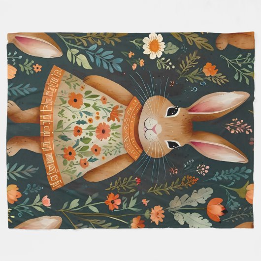 Springtime Bunny Magic  Fleece Blanket Deken (Voorkant (Horizontaal))