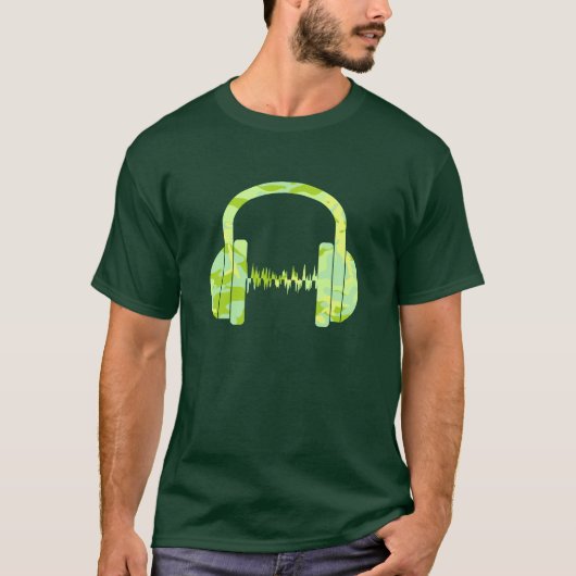 SpringTime Camo Pattern-hoofdtelefoons T-shirt (Voorkant)