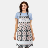 Springtime Cheery Pink Floral Polka Dot Apron Schort (Gedragen)