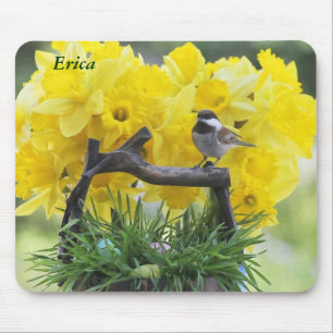 Springtime chickade mousepad muismat