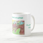Springtime coffee mug with baby and mother bird  (Devant droit)