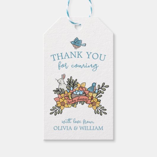 Springtime Dank u wel Baby shower Favor Cadeaulabel (Voorkant)