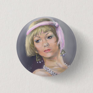 Springtime Flapper Portrait Button