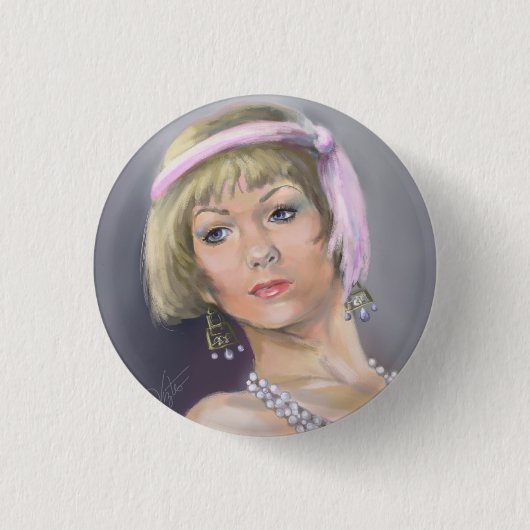 Springtime Flapper Portrait Button (Voorkant)