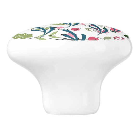 Springtime Floral Ring + Leaf Ceramic Drawer Pull Keramische Knop (Zijkant)