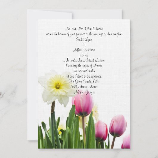 Springtime Floral Wedding Invitation Kaart (Voorkant)