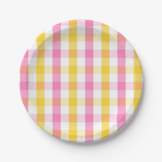 Springtime Gingham Papieren Bordje (Voorkant)