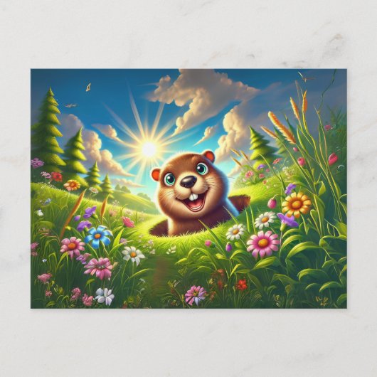 Springtime Groundhog Joy Briefkaart (Voorkant)