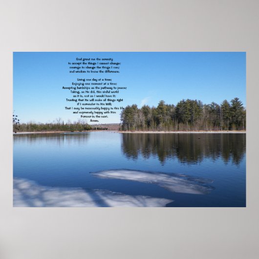 Springtime Icy River scene met serenity gebed Poster (Voorkant)