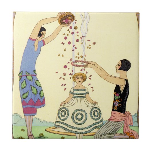 Springtime in Frankrijk Art Deco Tile Tegeltje (Voorkant)