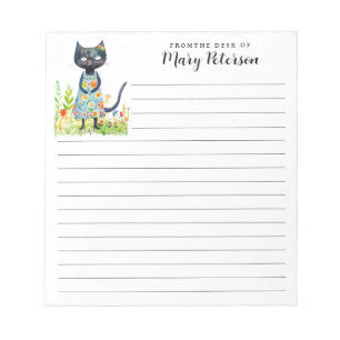 Springtime Meisje Kat Geel Sinaasappel Bloemen Jur Notitieblok
