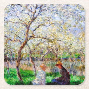 Springtime, Monet Vierkante Kartonnen Onderzetter