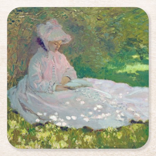 Springtime, Monet Vierkante Kartonnen Onderzetter (Voorkant)