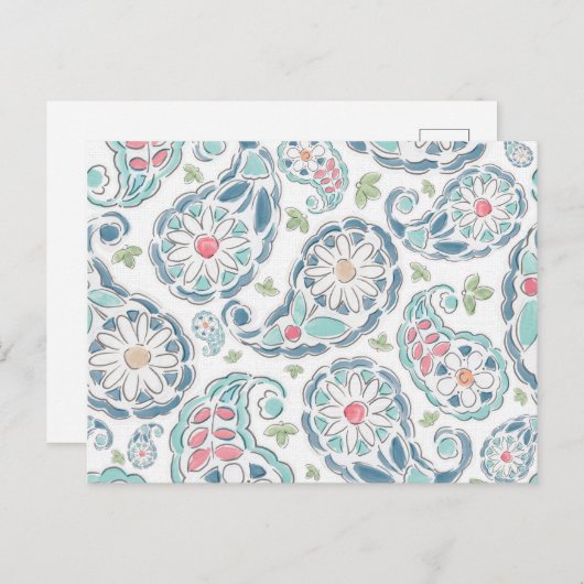 Springtime Paisley Pattern Briefkaart (Voorkant / Achterkant)