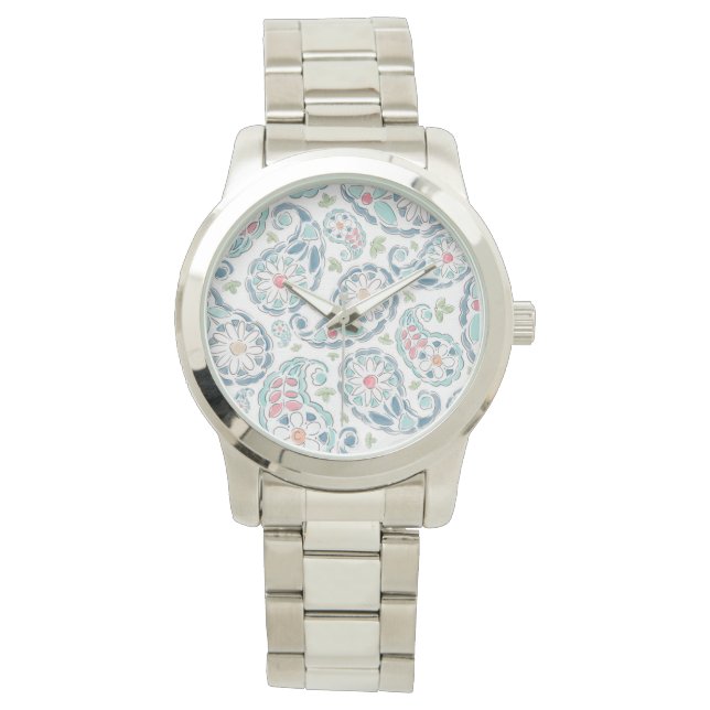 Springtime Paisley Pattern Horloge (Voorkant)