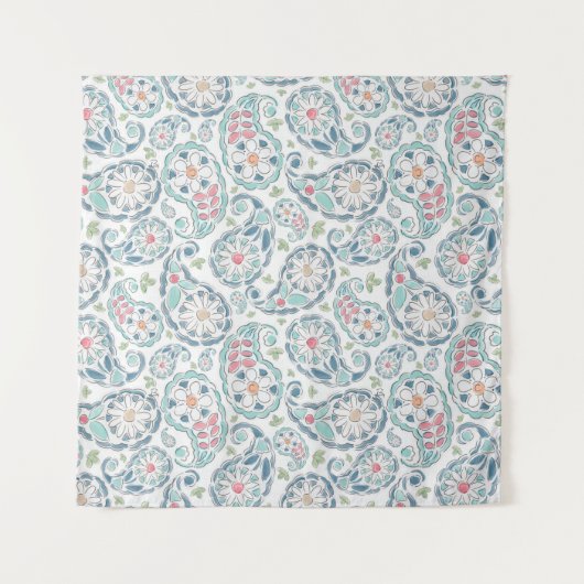 Springtime Paisley Pattern Wandkleed (Voorkant (horizontaal))