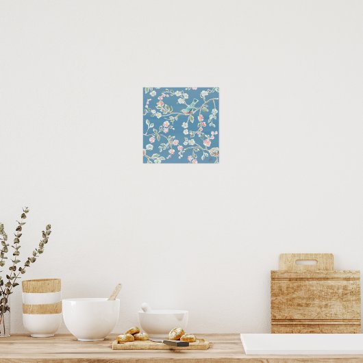 Springtime-patroon - vogels en bloemen poster (Keuken)