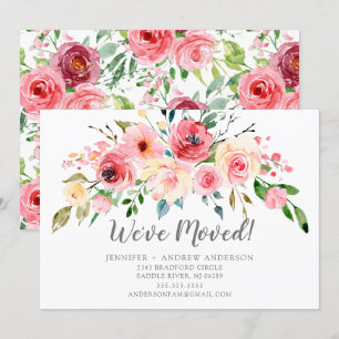 Springtime Peonies Floral Moving Announge Kaart