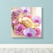 Springtime Splendor 3D-Wenskaart met Dew-Kiss Canvas Afdruk (Insitu (Houten vloer))
