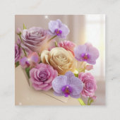 Springtime Splendor 3D-Wenskaart met Dew-Kiss Vierkante Visitekaartje (Achterkant)