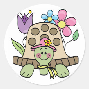 Springtime Turtle Tshirts en Gifts Ronde Sticker
