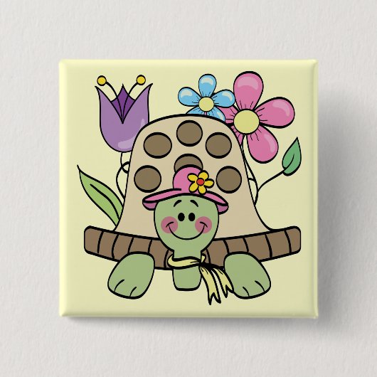 Springtime Turtle Tshirts en Gifts Vierkante Button 5,1 Cm (Voorkant)