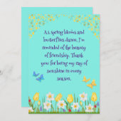 Springtime Vriendschap Bloemenstraal van Sunshine Bedankkaart (Voorkant / Achterkant)